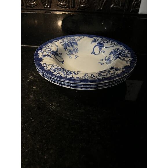 Myott Chelsea Garden Bloomingdales rimmed Bowls (3) Blue Floral - Picture 11 of 12